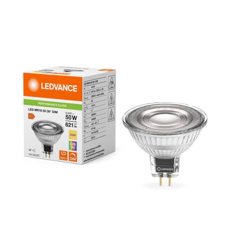 Ledvance GU5.3 LED Strahler dimmbar MR16 36° 6,8W wie 50W 3000K warmweiß - hohe Farbwiedergabe 90Ra
